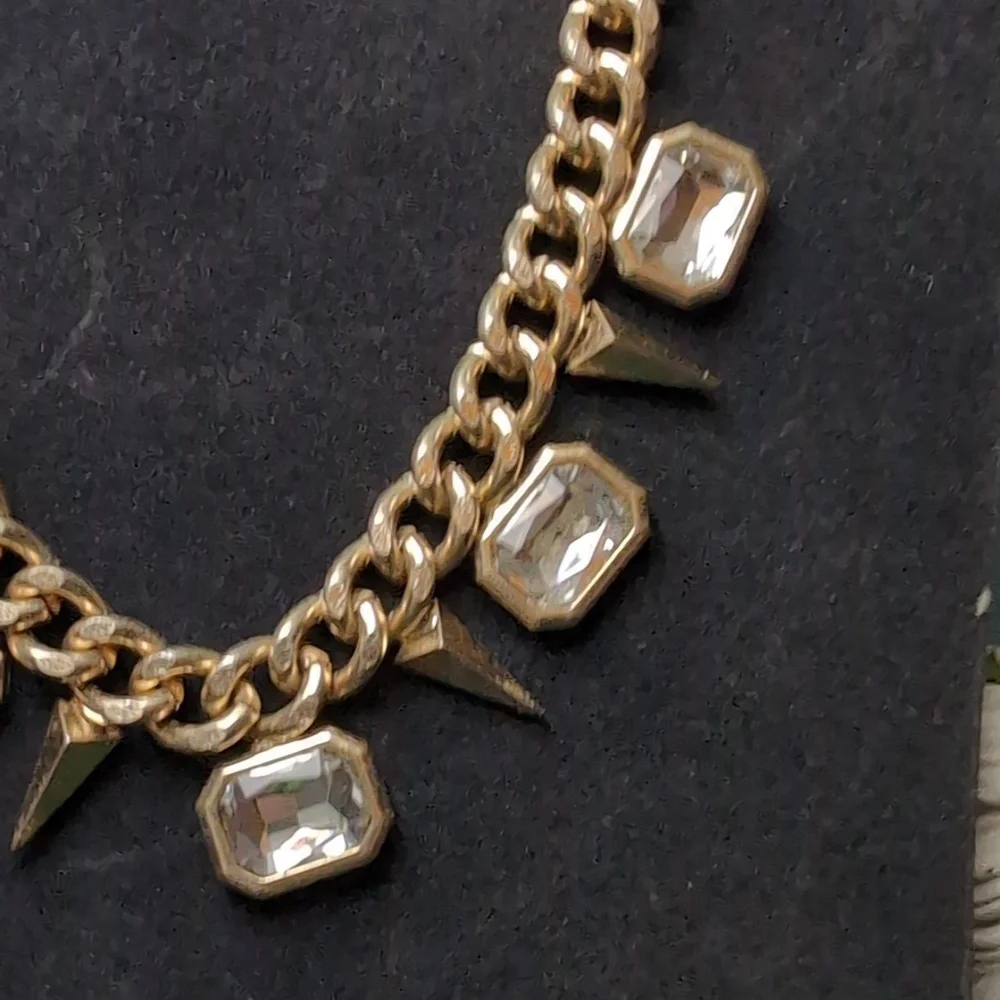 Gold and Silver Necklace with Crystal Pendants - Picture 6 of 7